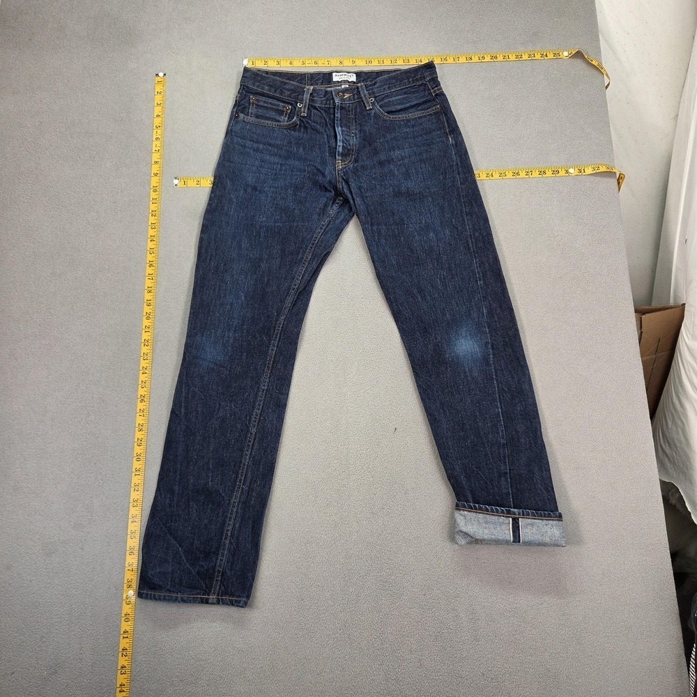 RPMWEST Jeans Mens 30x30 Indigo Blue Straight Selvedge Button Fly Made USA